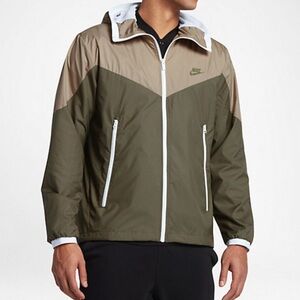 Nike Men's Olive and Cream Windbreaker Jacket